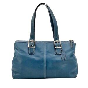 Vintage Coach Hampton 9554 Blue Leather Tote Satchel Bag